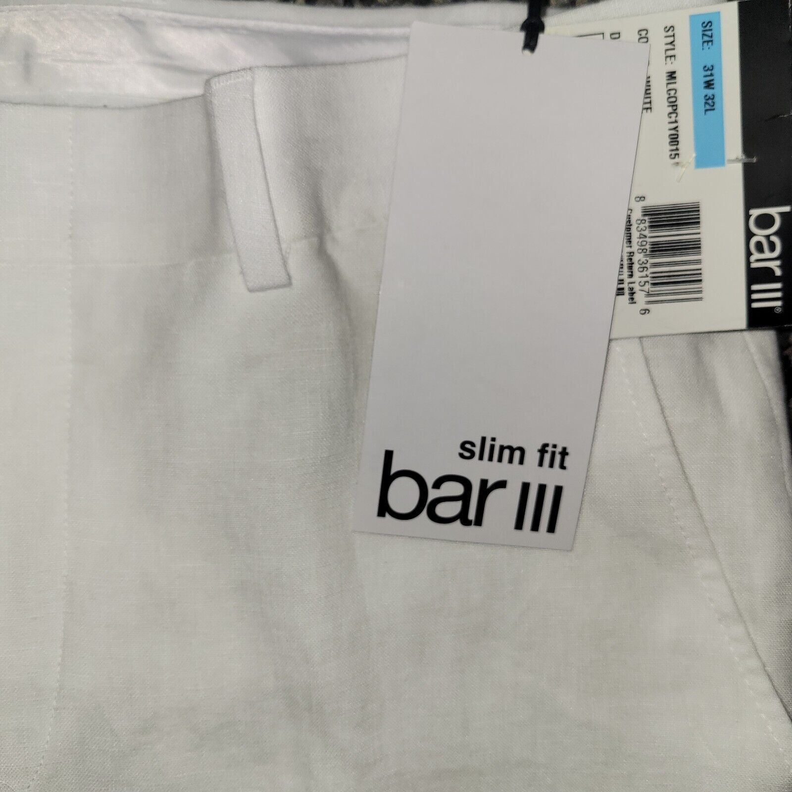 Bar III Men's Bar III 100% Slim Fit Linen Pants. Size 31/32. New Wi Size US 31 - 6 Thumbnail