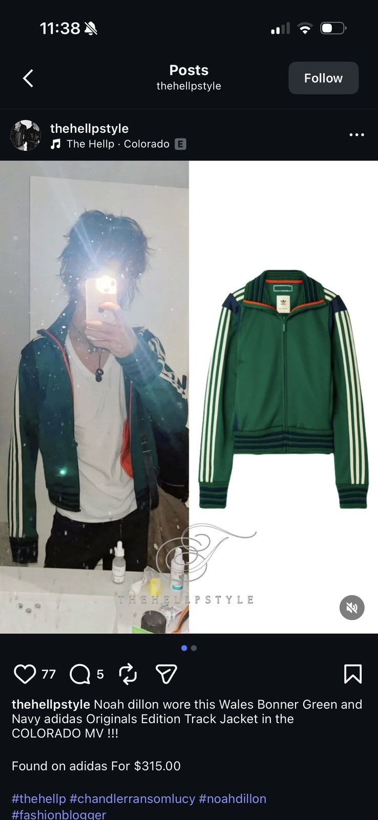 Adidas x Wales Bonner FW20 Lovers Green Track Jacket Top