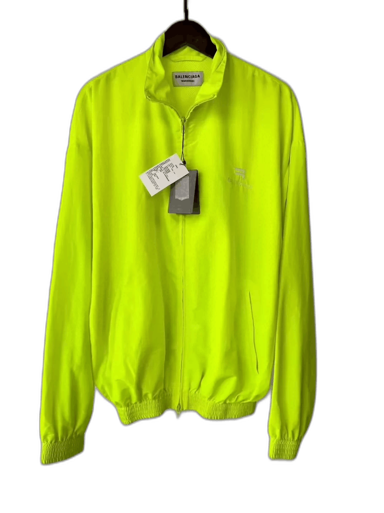Balenciaga Balenciaga Balenciaga Neon Green Double Logo Jacket -2507 Size US XXS / EU 40 - 1 Thumbnail