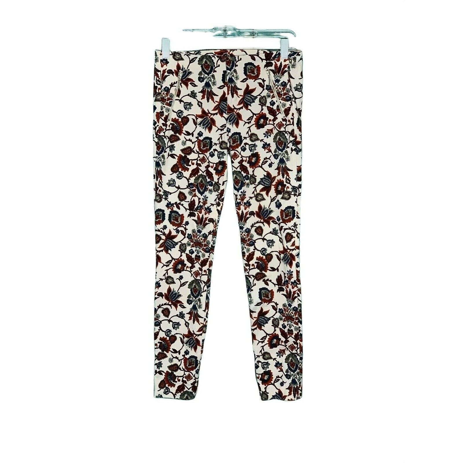 Zara Zara white red floral ankle jeggings pants size S Size 30" / US 8 / IT 44 - 5 Thumbnail