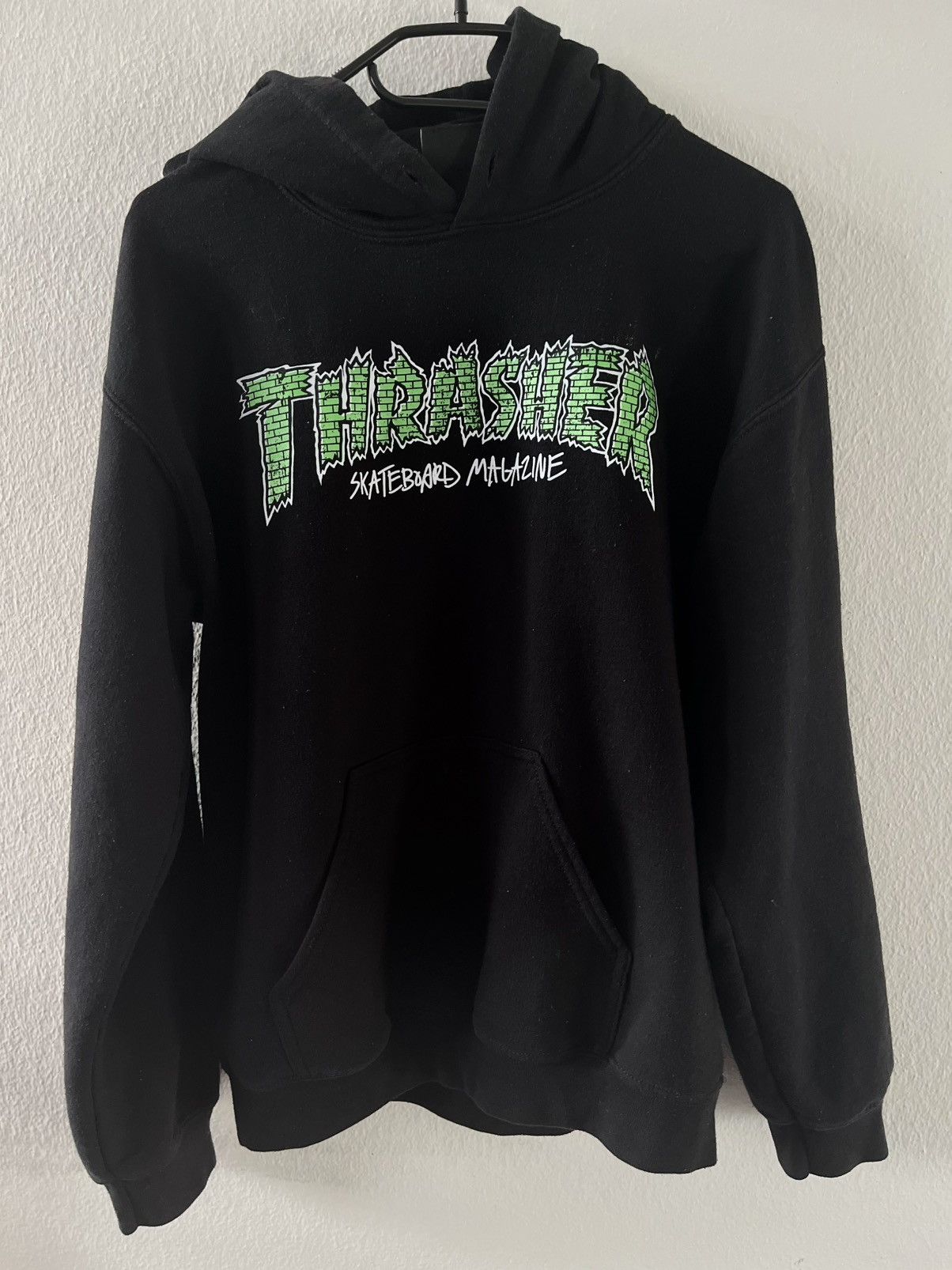 Thrasher Magazine Godzilla Font Logo Hoodie Black / Green