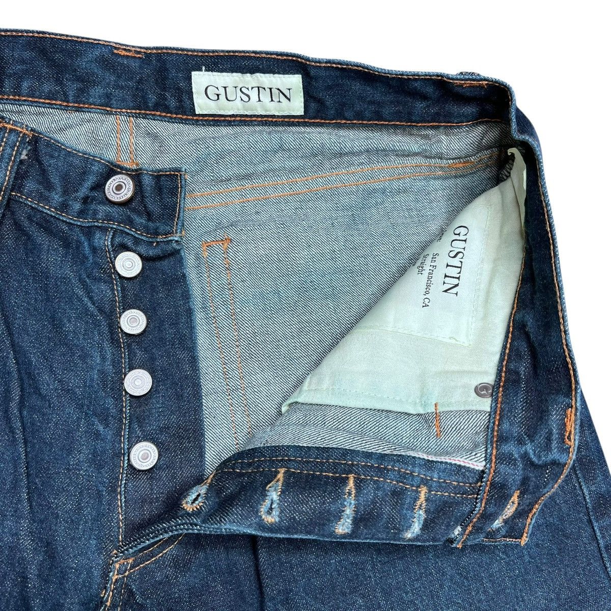 Gustin Gustin Jeans Men Blue Selvedge Straight Fit USA Denim Pants Size US 31 - 3 Thumbnail