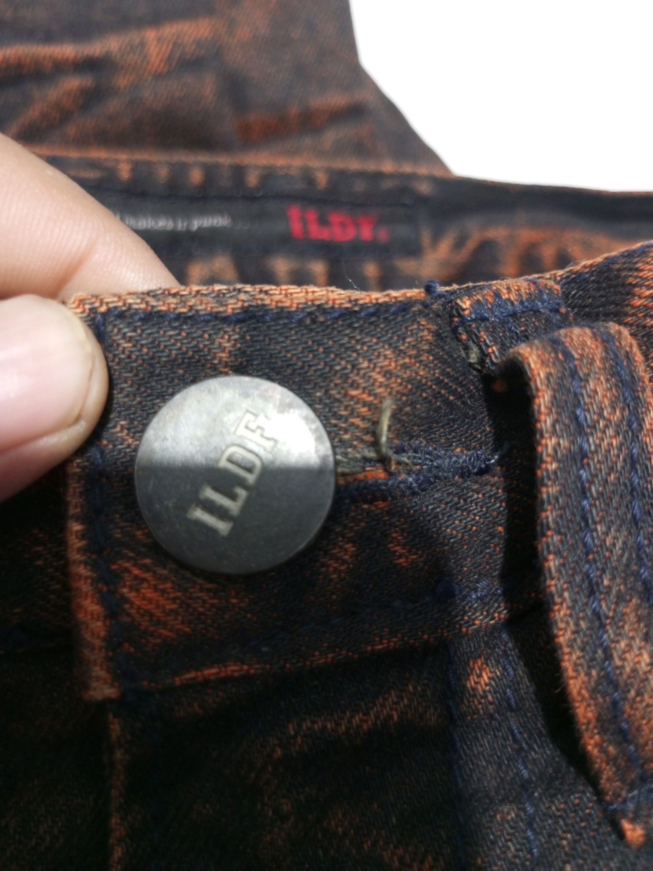 20471120 Vintage ildf black orange washed distressed denim Size US 27 - 14 Thumbnail