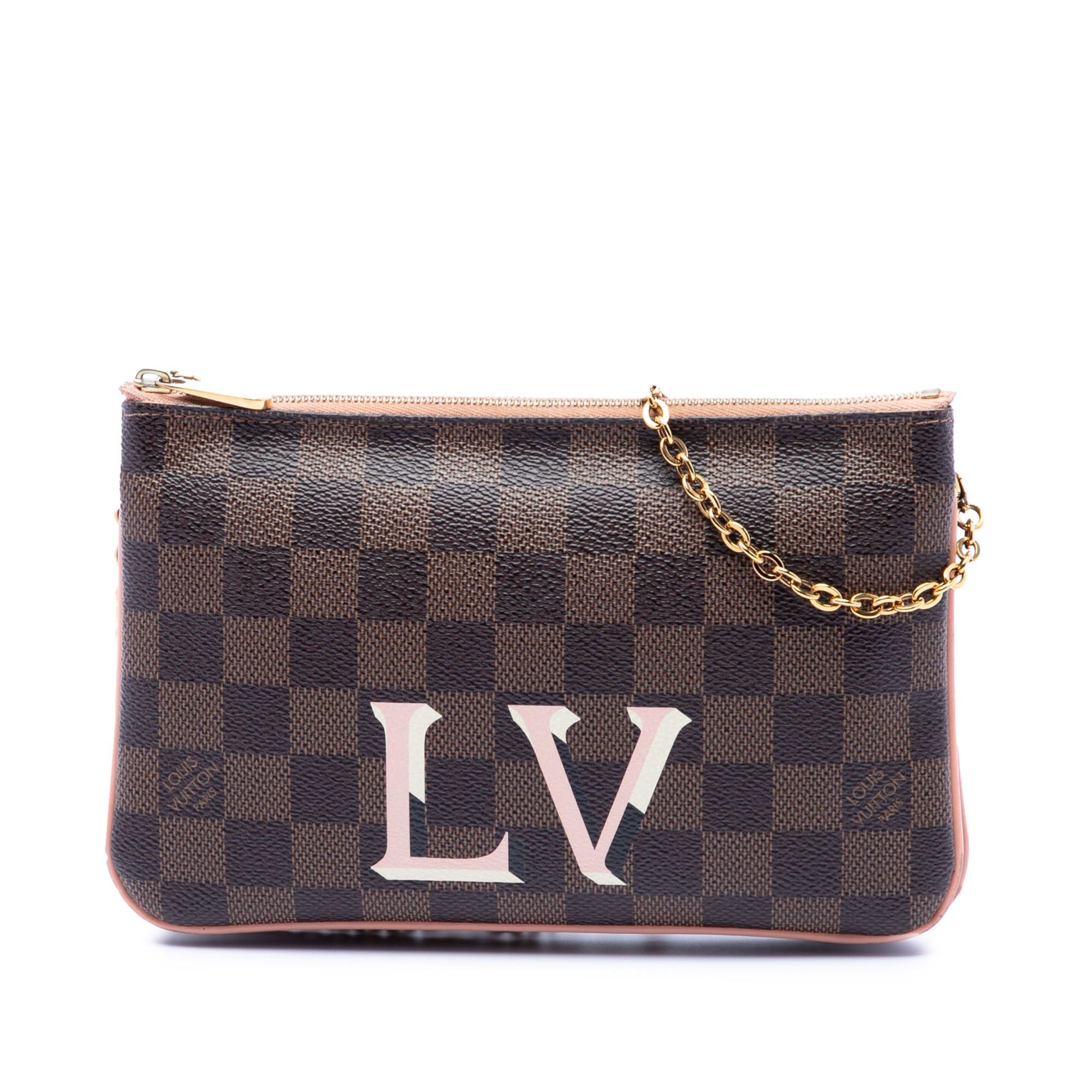 Louis Vuitton Damier Ebene Pochette Double Zip Size ONE SIZE - 1 Thumbnail