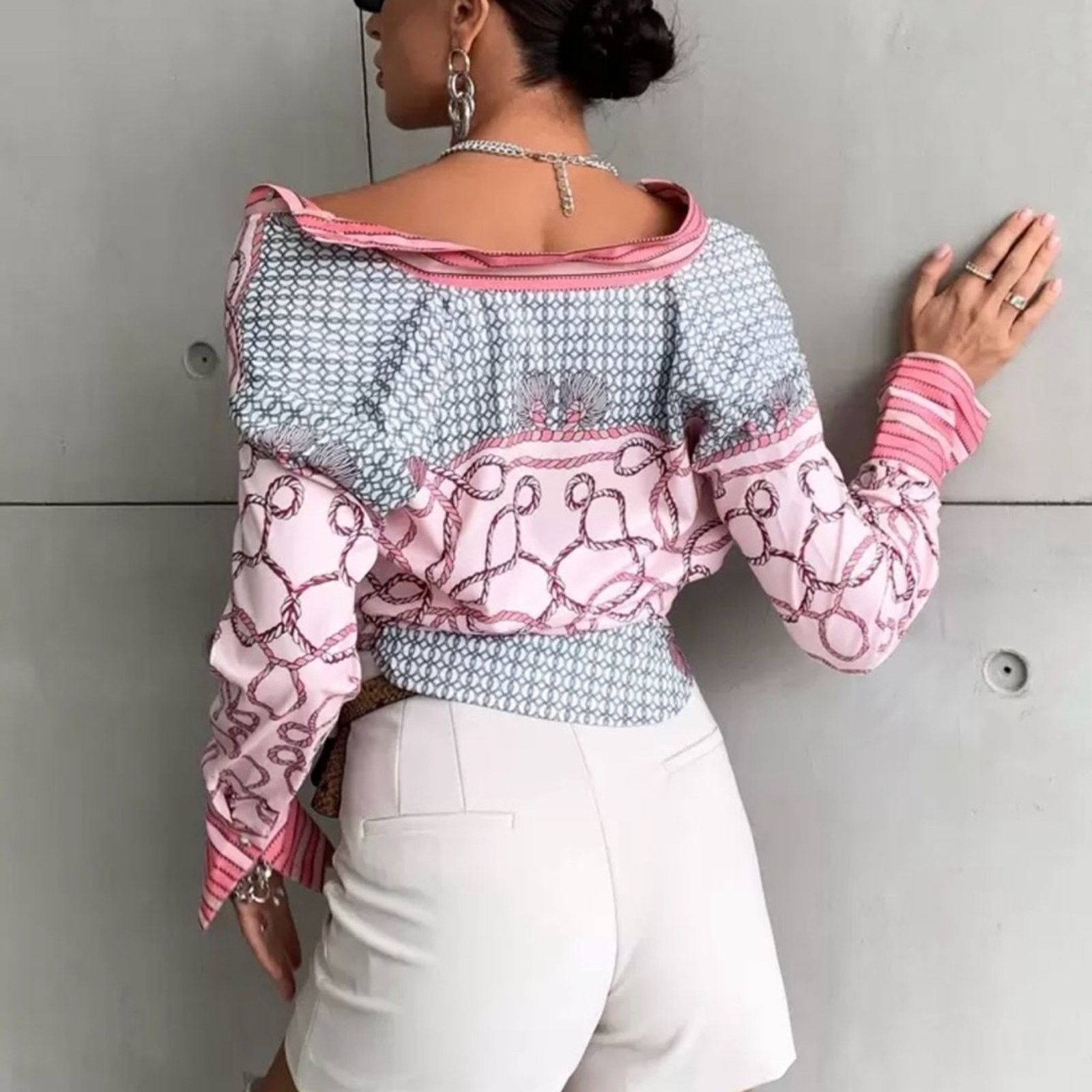 Other New Y2K Stylish Pink Patterned Women's Top Size S / US 4 / IT 40 - 2 Thumbnail