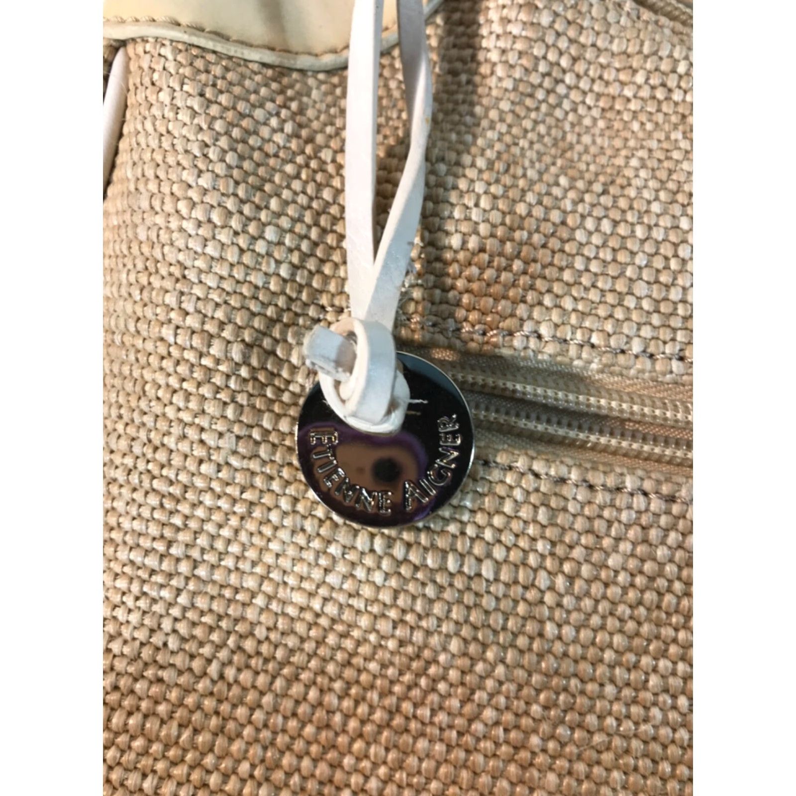 Etienne Aigner VINTAGE Etienne Aigner Women's Shoulder Bag Leather & Tweed Medium Beige White Casual Travel Pack Size ONE SIZE - 3 Thumbnail