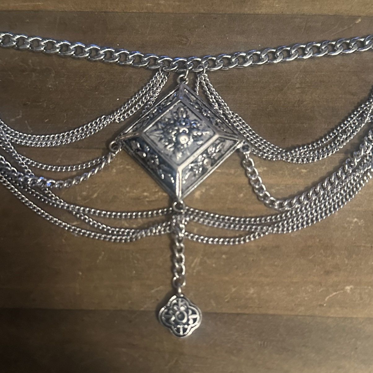 Other Long multi strand silver tone draped charm necklace Size ONE SIZE - 2 Thumbnail