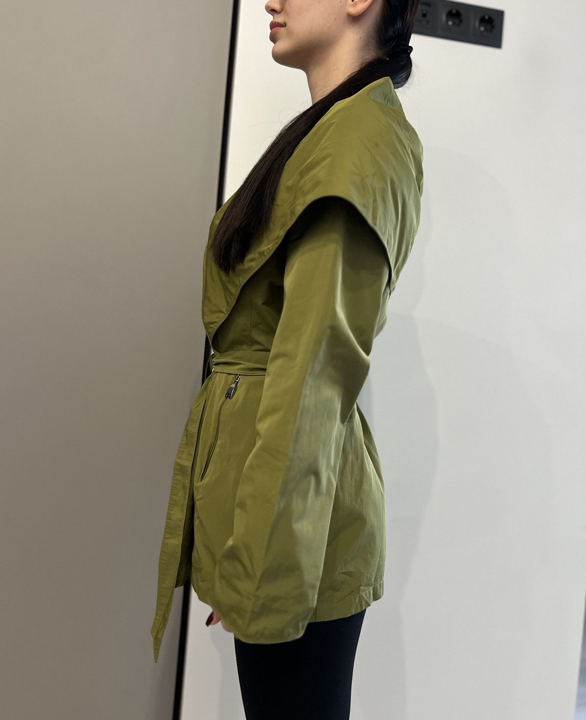 Max Mara Max Mara Rainwear Green Belted Wrap Coat Open Front Jacket Size M / US 6-8 / IT 42-44 - 15 Thumbnail