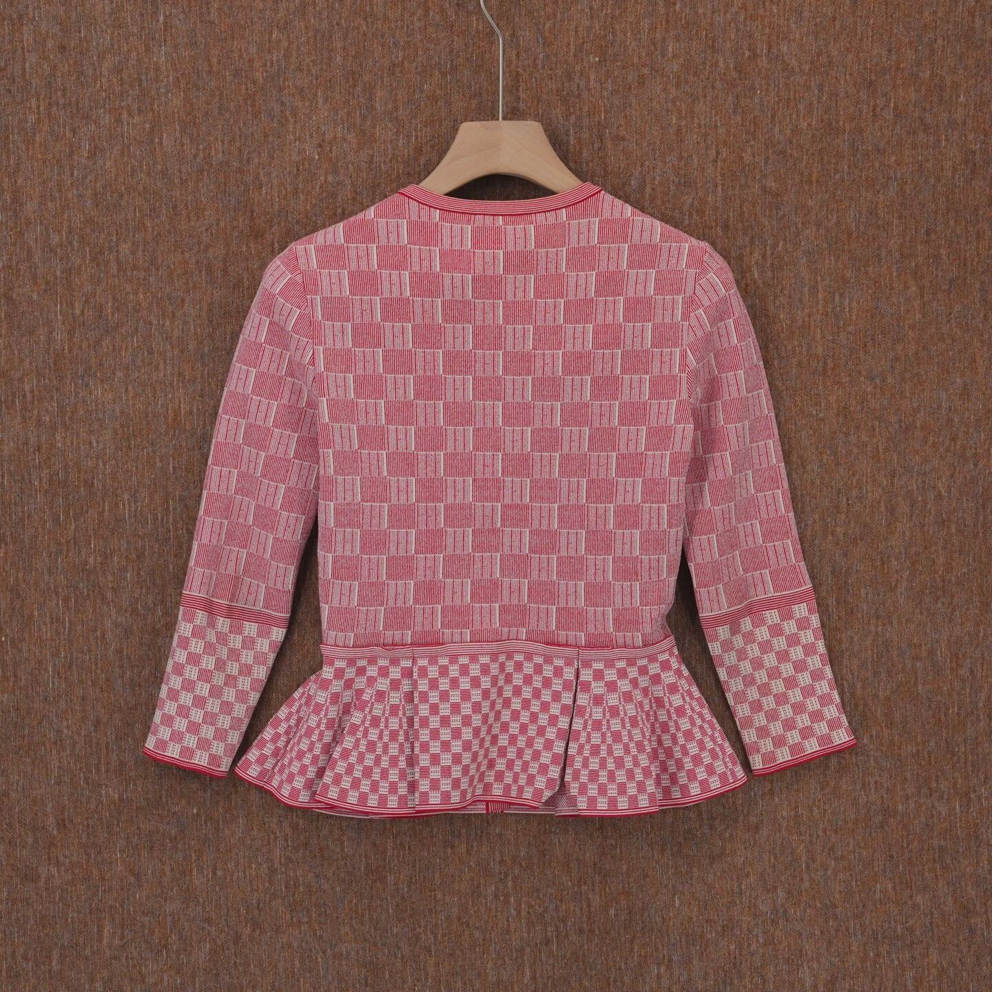 Alexander McQueen ALEXANDER MCQUEEN Red and white plaid knitted jacket| Size S / US 4 / IT 40 - 2 Thumbnail