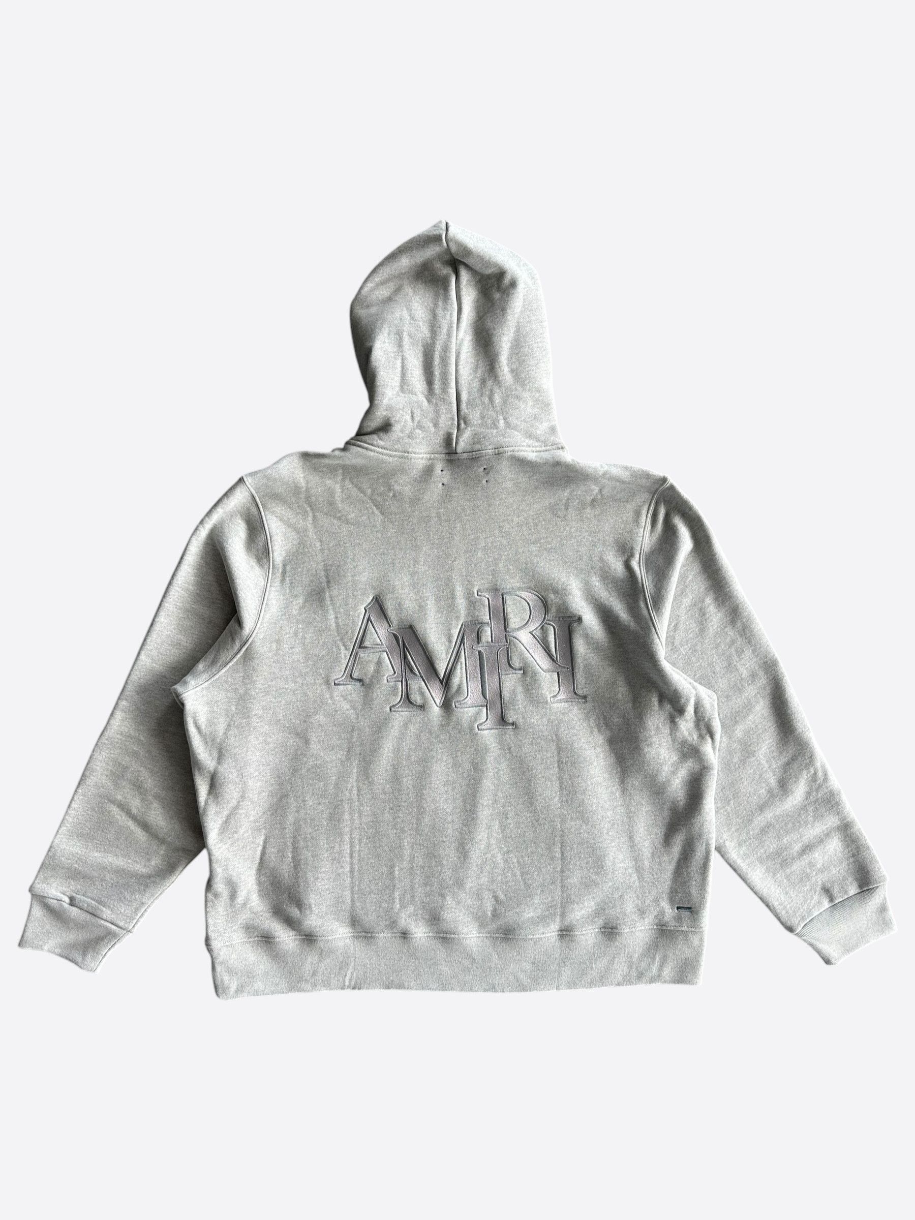 Amiri Amiri Grey Staggered Logo Hoodie Size US XXL / EU 58 / 5 - 2 Thumbnail