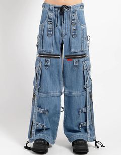 Goth Cargo Pants with Straps, Denim Punk Emo Pants with chains, Tripp Jean  Pants