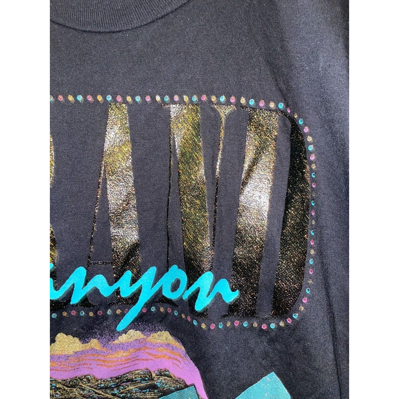 Jerzees Vintage Grand Canyon Arizona Shirt Retro Glam Black Tee 90s Size US L / EU 52-54 / 3 - 3 Thumbnail