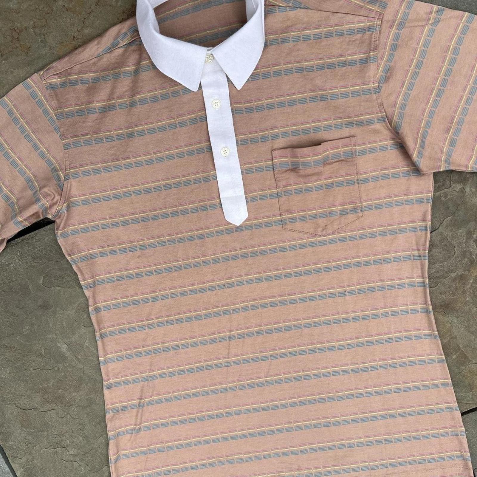 Vintage Vintage 80s Multi Stripe Contrast Collar Polo Size M / US 6-8 / IT 42-44 - 2 Thumbnail