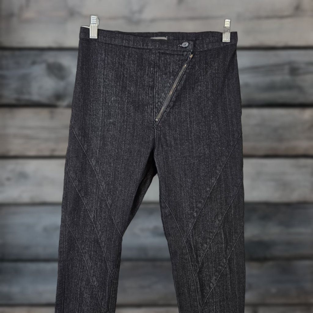 Vintage Prairie Underground Womens Skinny Jeans Sz Small Black Diagonal Zip Road to Ruin High Rise 11" Inseam 31.5" Mens? Size 28" / US 6 / IT 42 - 1 Thumbnail