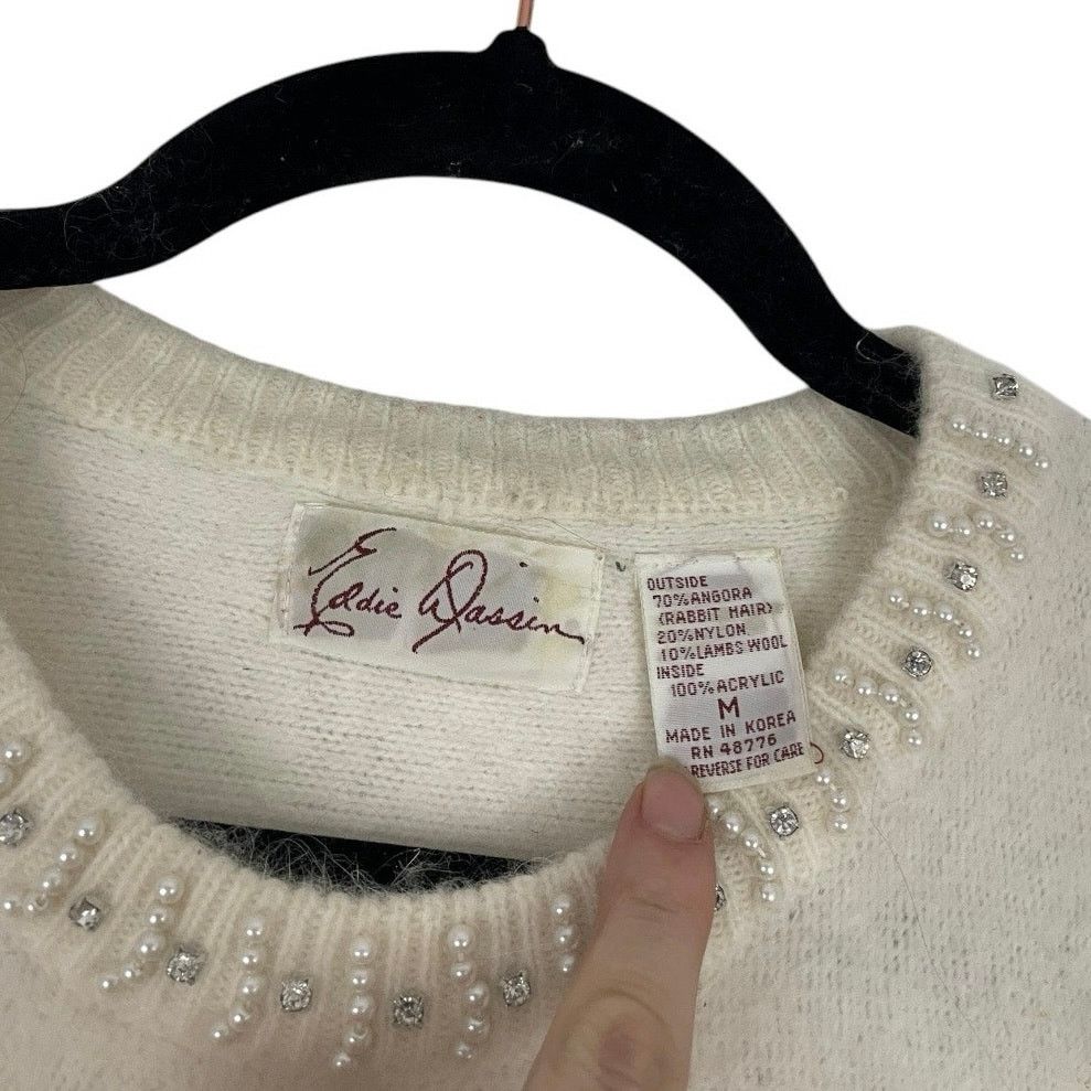 Other Eddie Dassin Vintage Cream Knit Embroidered Sweater Size M / US 6-8 / IT 42-44 - 9 Thumbnail