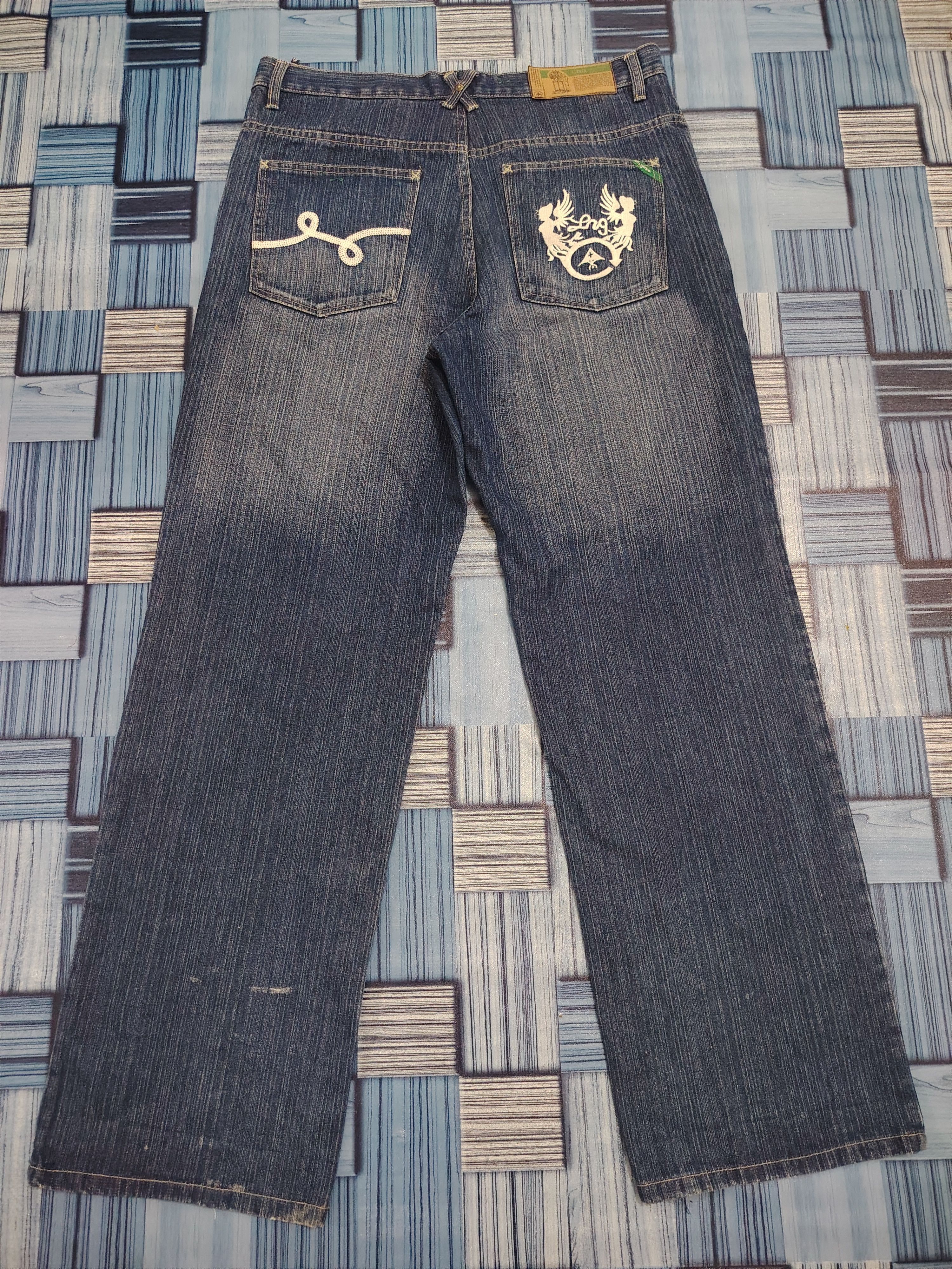Japanese Brand 💥Insane💥 90's LRG Baggy Flared Jeans Size US 35 - 13 Thumbnail