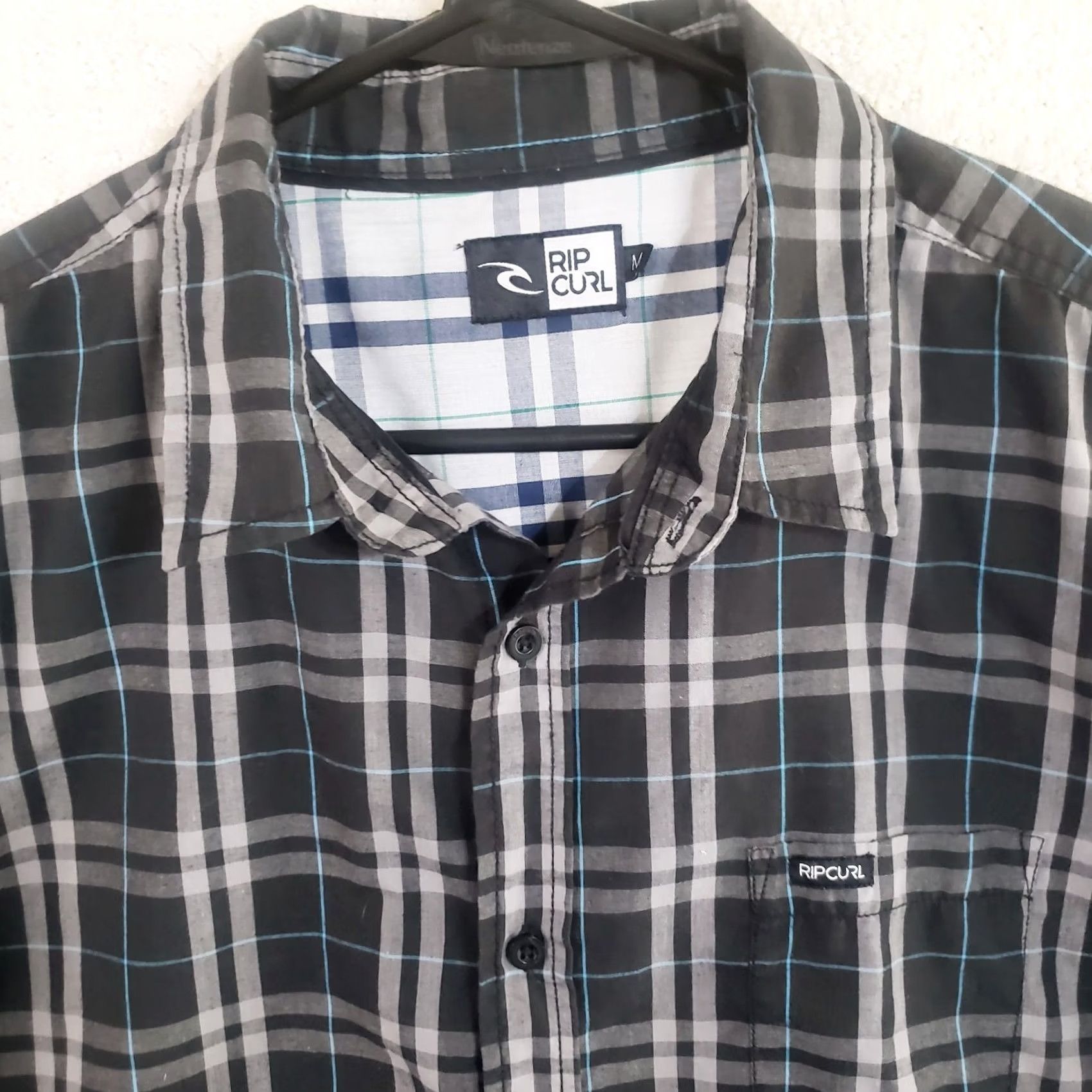Rip Curl Rip Curl Mens M Black Plaid Short Sleeve Button Front Embroidered Shirt Size US M / EU 48-50 / 2 - 3 Thumbnail