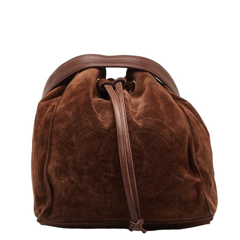 image of Chanel Suede Bucket Bag in Brown, Women's