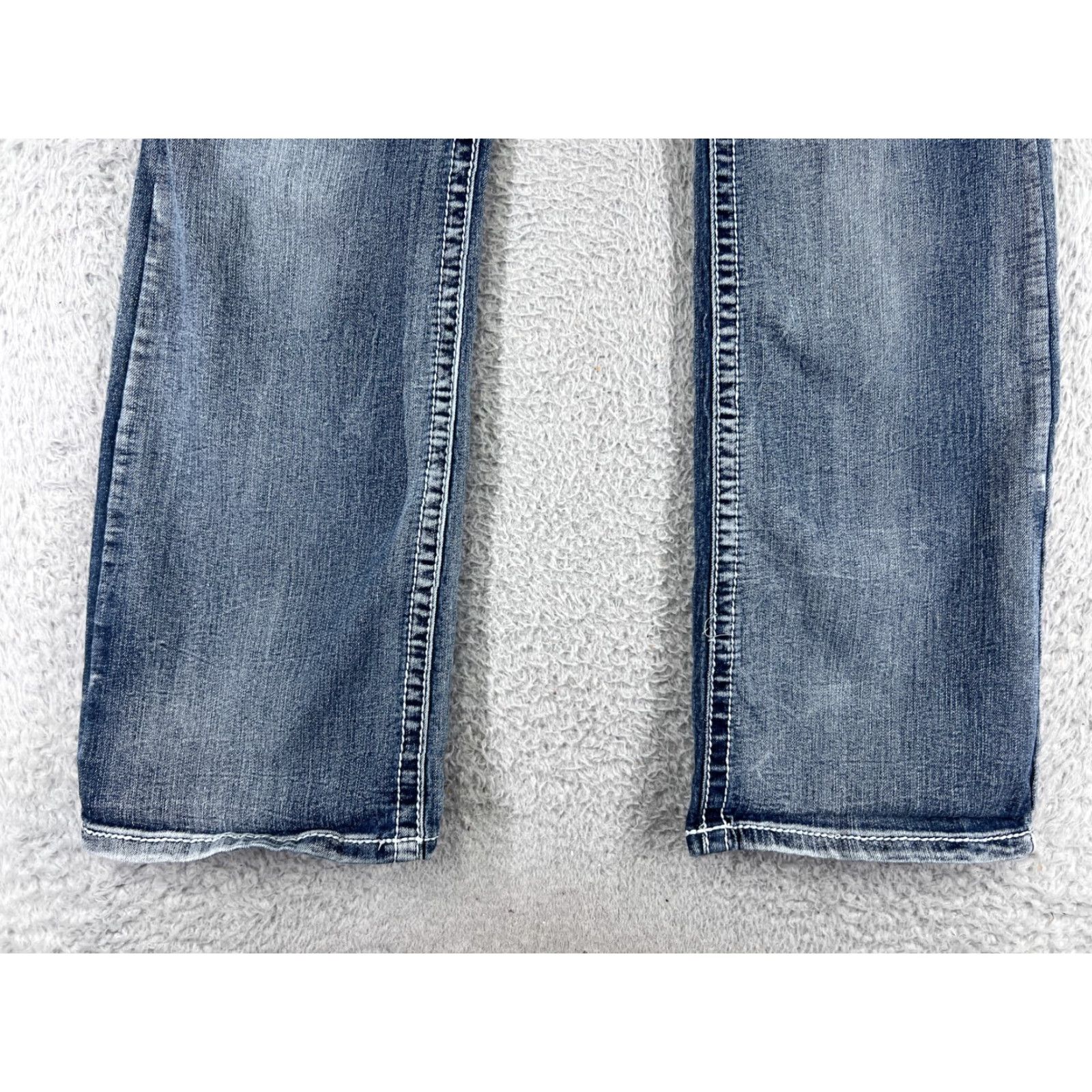 Vintage Premiere Women Jeans 11 Blue Denim Embroidered Slim Bootcut Low Rise 32 Inseam 31in 5-Pocket Design Size 32" / US 10 / IT 46 - 6 Thumbnail