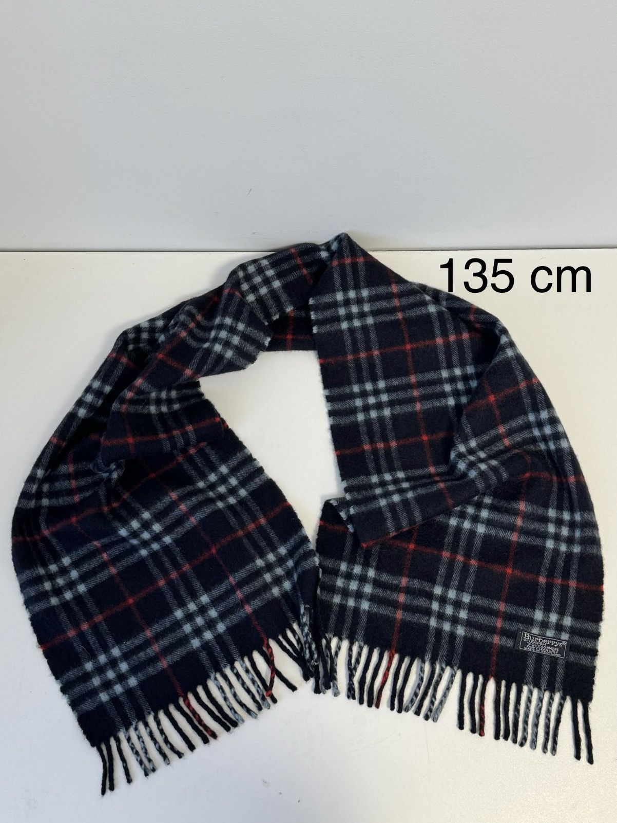 Burberry Burberry 100% Cashmere Scarf Nova Check Navy Fringe Luxury Size ONE SIZE - 6 Thumbnail