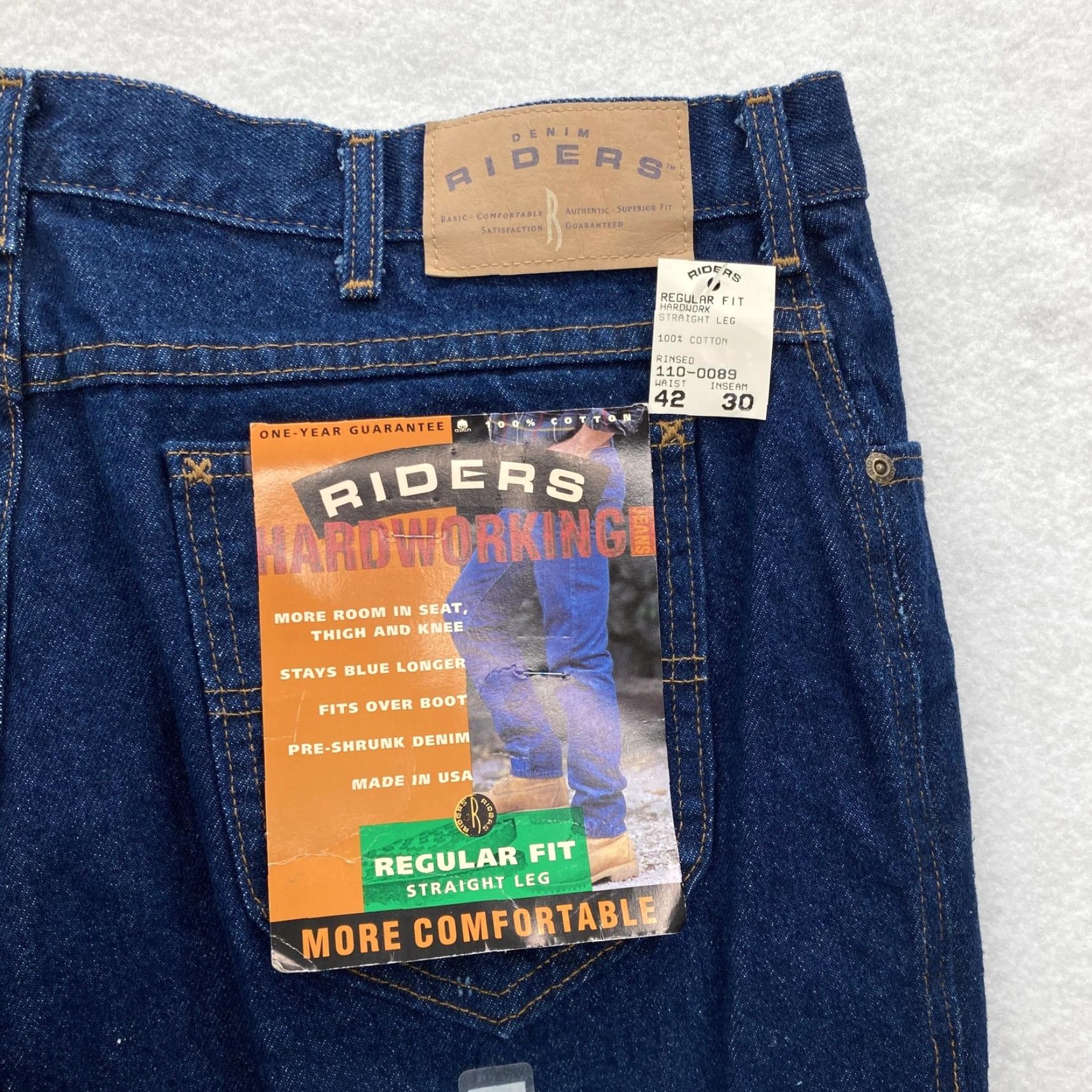 Lee VINTAGE Lee Riders Jeans Mens 42x30 Blue Denim Regular Straight USA Union Made Size US 42 / EU 58 - 2 Thumbnail