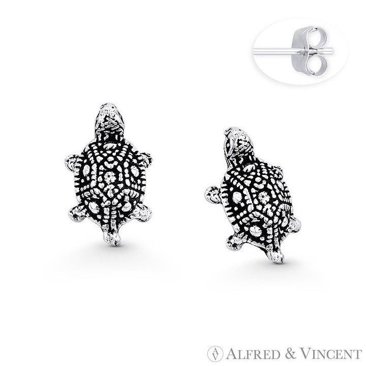 Other 3D Tortoise Charm Stud Earrings in .925 Sterling Silver Size ONE SIZE - 1 Preview
