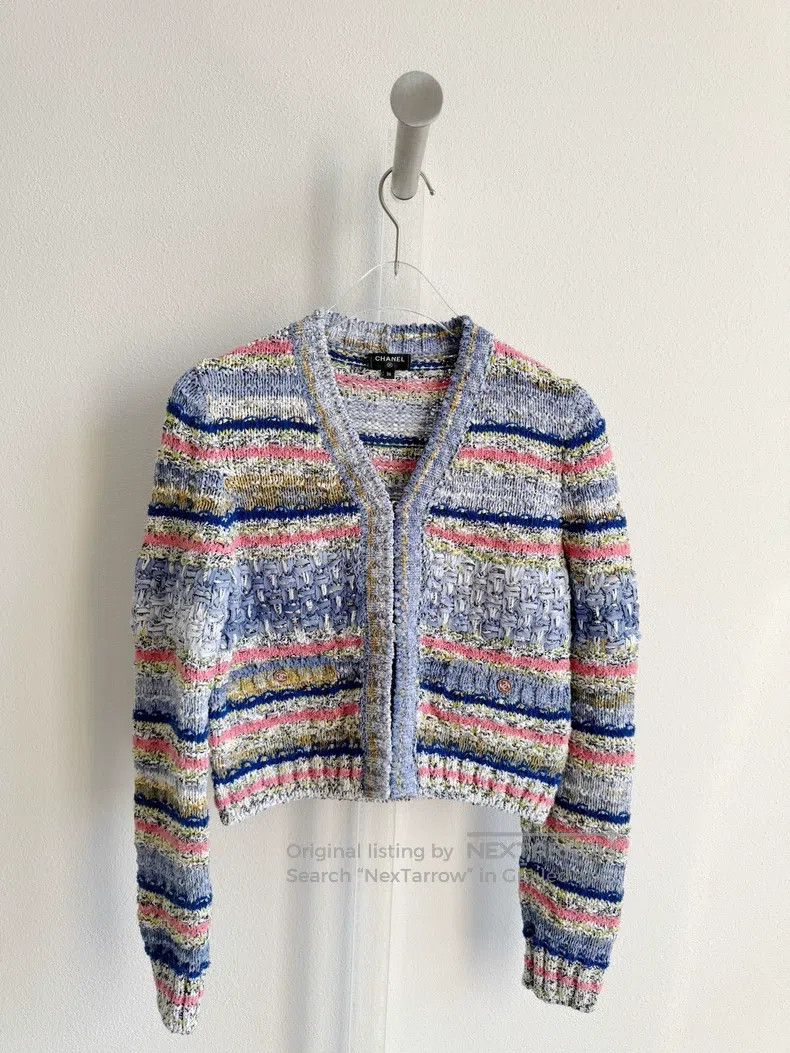 Chanel Chanel 21P rainbow striped knitted cardigan coat Size XXS / US 00 / IT 34 - 1 Thumbnail
