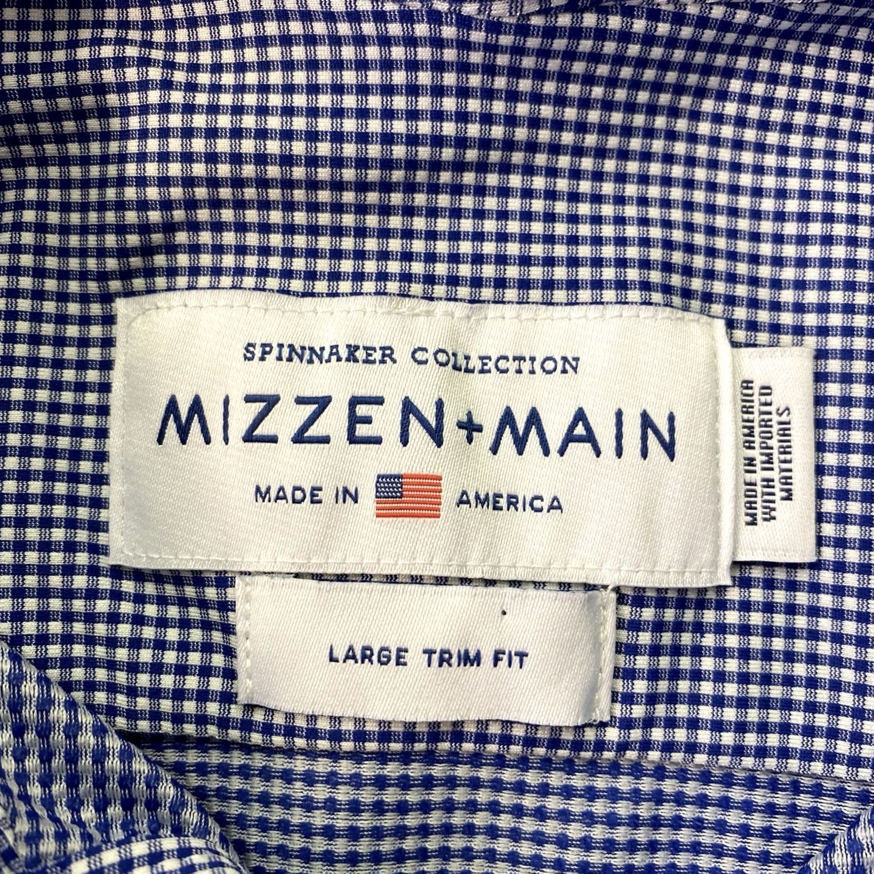 Mizzen+Main MIZZEN + MAIN Blue Plaid Long Sleeve Shirt Men's Large Trim Fit Shirt Size US L / EU 52-54 / 3 - 4 Thumbnail