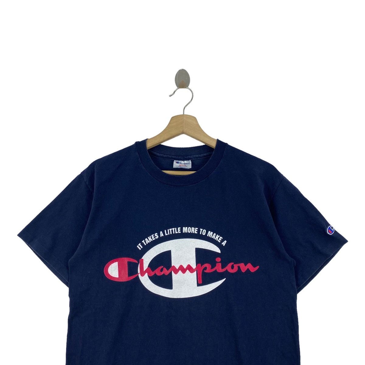 Champion × Vintage Vintage 90s CHAMPION USA Big Brand Print Navy Size US M / EU 48-50 / 2 - 2 Thumbnail