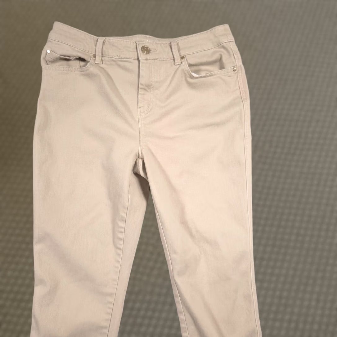 Vintage Chicos Platinum Crop Pants Womens 0 Beige Denim Straight Leg Stretch Casual Pants Size 25" / US 0 / IT 36 - 1 Thumbnail