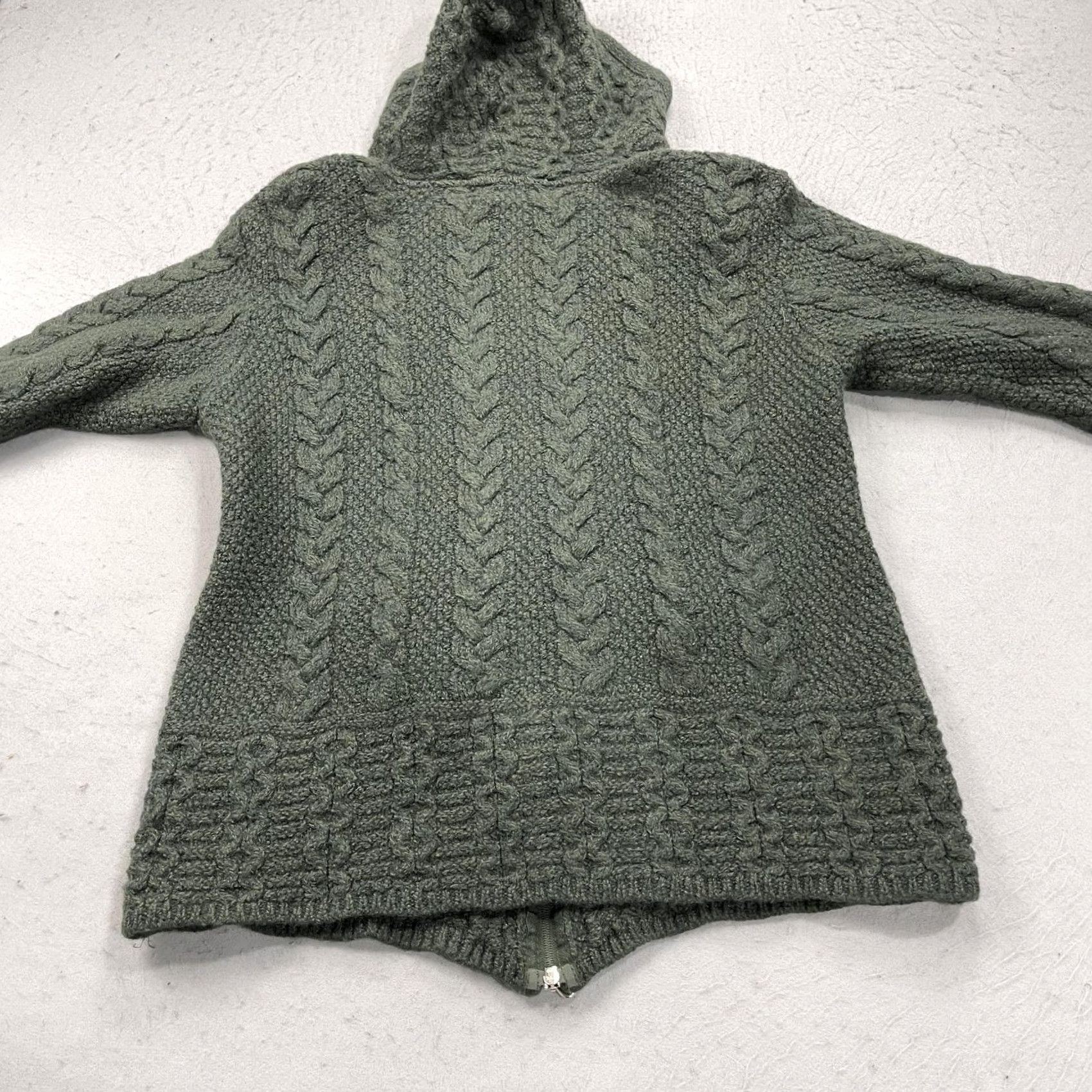 Market VINTAGE? No. Aran Sweater Market Green Hooded Cable-Knit MD? None. Size L / US 10 / IT 46 - 5 Thumbnail