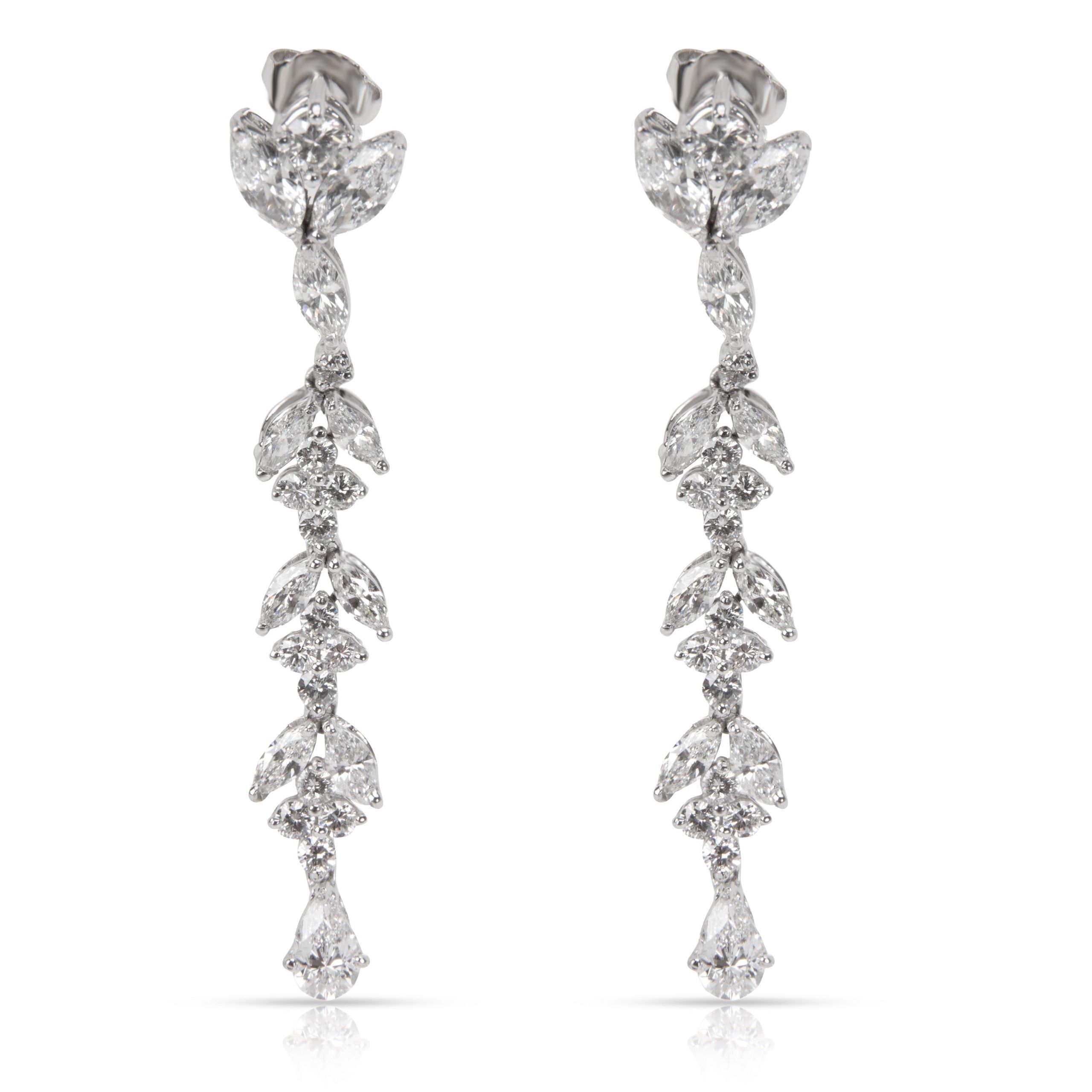 image of Marquise, Pear & Round Diamond Drop Earrings In Platinum (4.64 Ctw) in Gold, Women's