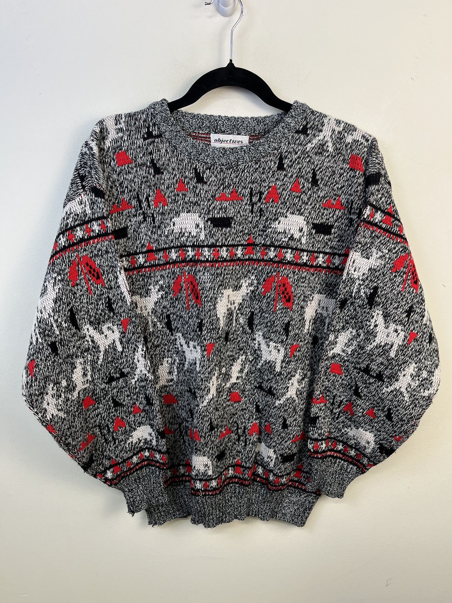 Vintage Vintage Knit Sweater 1990s Thick Knit Objectives Cave Art Knit Sweater Size M Size US M / EU 48-50 / 2 - 1 Thumbnail