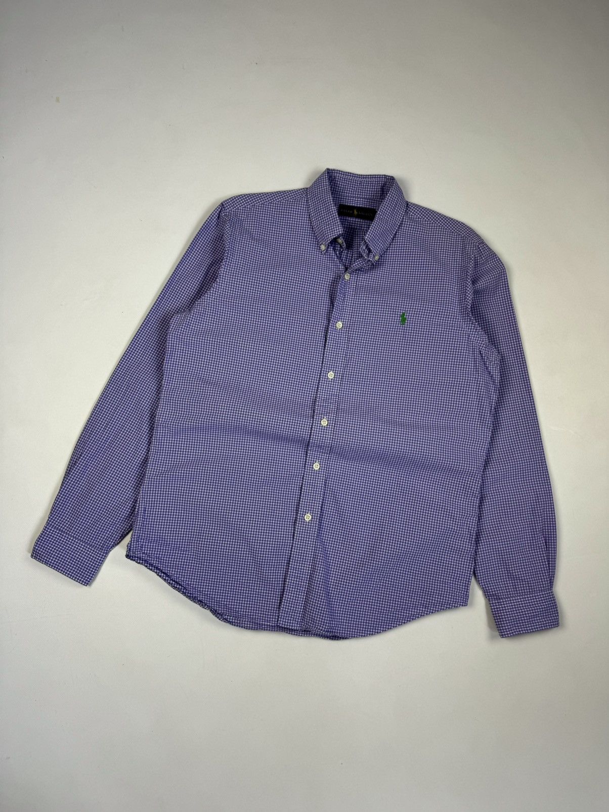 Polo Ralph Lauren × Ralph Lauren POLO Ralph Lauren Purple White Plaid Long Sleeve Shirt Size US M / EU 48-50 / 2 - 2 Thumbnail