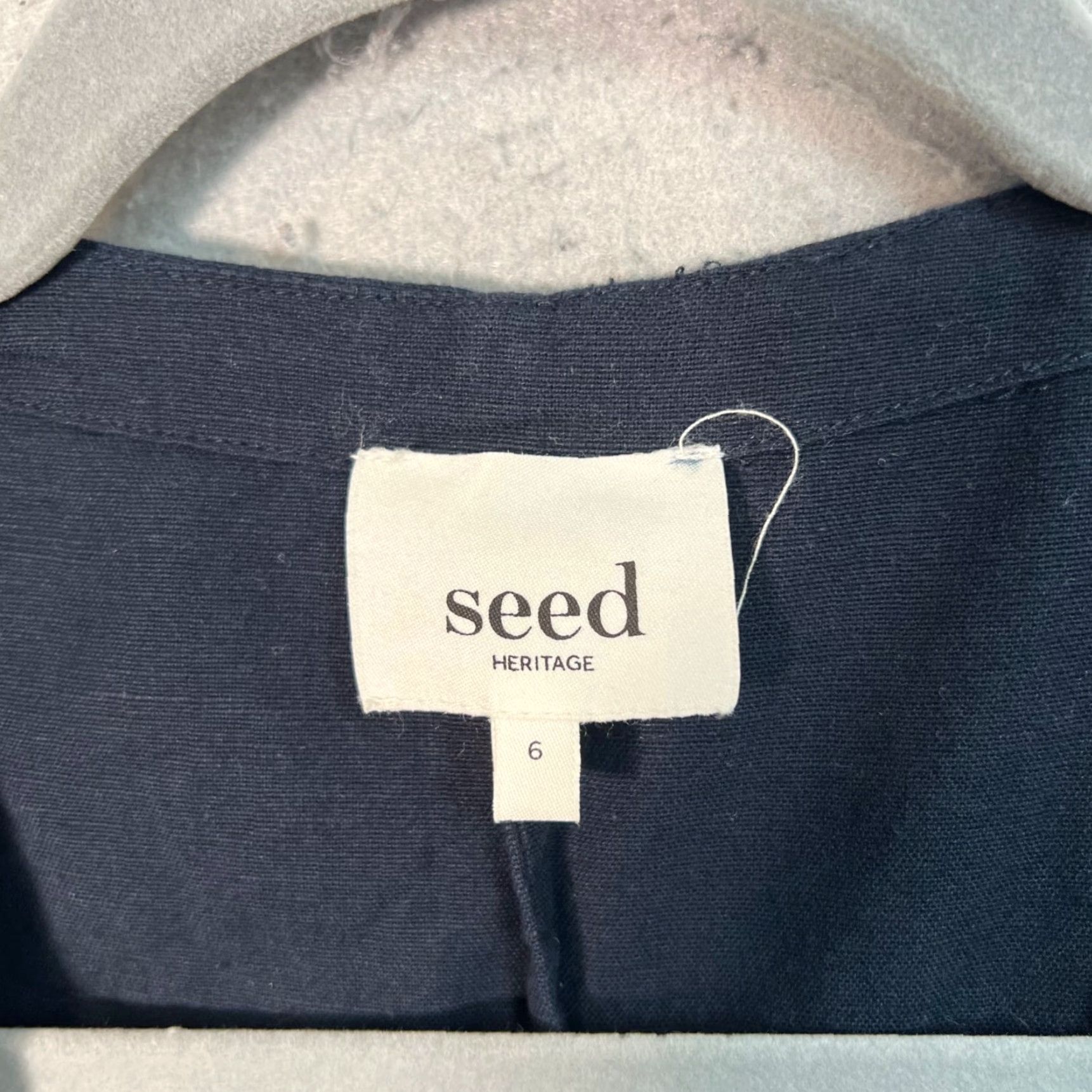 Vintage Seed Heritage Blue Wrap Dress Sleeveless Cotton Linen Blend V-Neck Knee Length Women's 6 Dress - Adult Womens 6 Accessories? Size M / US 6-8 / IT 42-44 - 3 Thumbnail