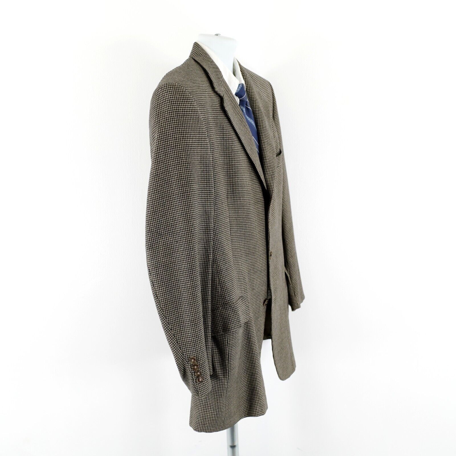 Hart Schaffner Marx Hart Schaffner Marx Parisian Tweed Wool Houndstooth Black Ta Size 42L - 11 Thumbnail