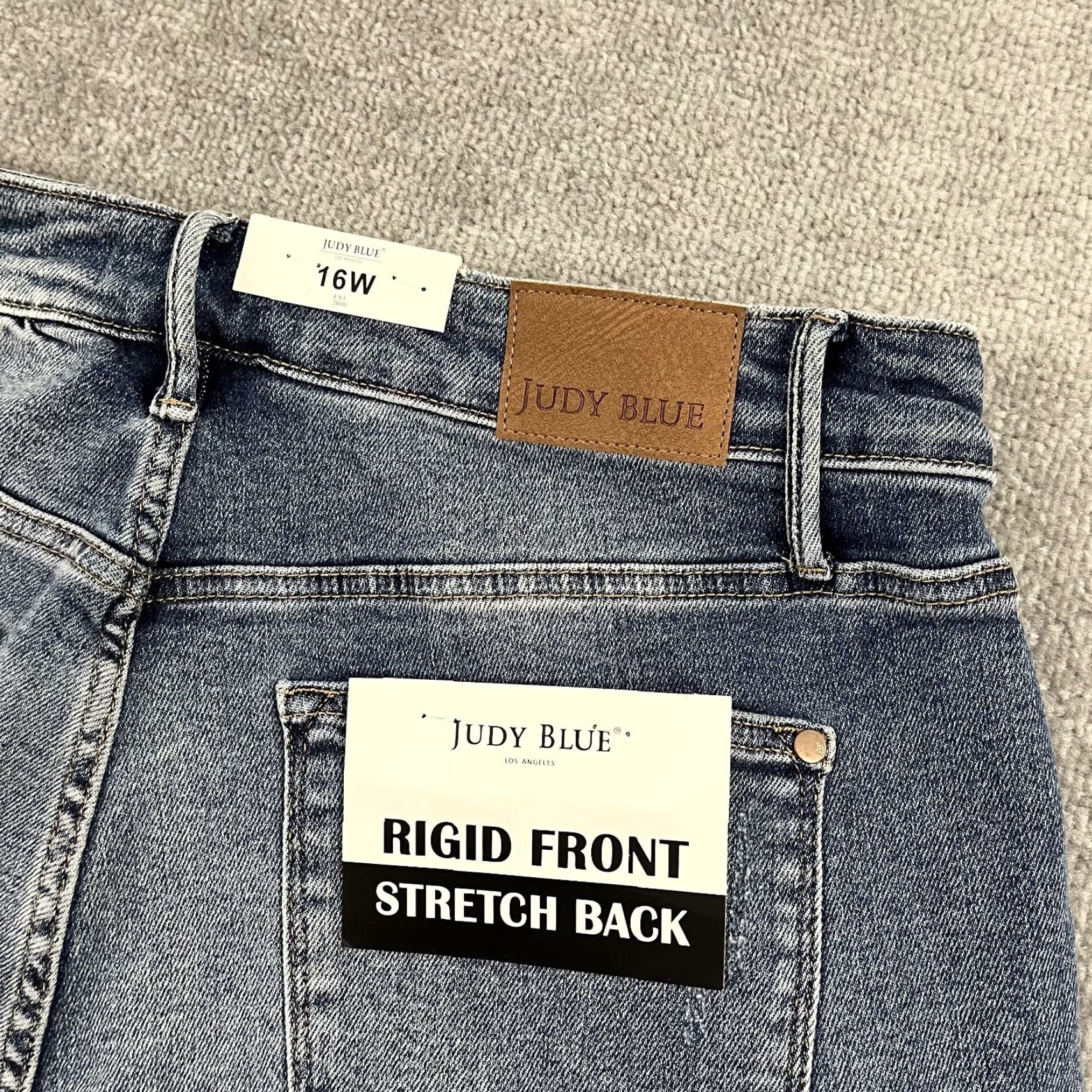 Vintage Judy Blue Jeans Women 16W / W36 L28 Straight Fit Distressed Stretch NEW Denim Jeans City College 90s Womens Size 38" / US 16 / IT 52 - 3 Thumbnail