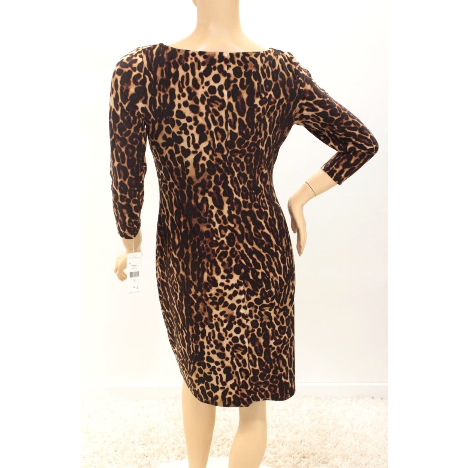 Ralph Lauren Lauren Ralph Lauren Sheath Dress Womens 12 Brown Leopard Print Stretch Party Size XL / US 12-14 / IT 48-50 - 3 Thumbnail