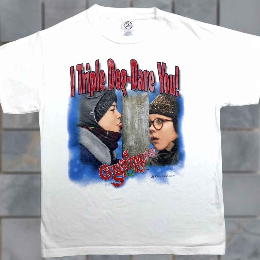 Delta VINTAGE 2007 A CHRISTMAS STORY I TRIPLE DOG DARE YOU T-Shirt MEDIUM White Men XS? Size US M / EU 48-50 / 2 - 1 Thumbnail