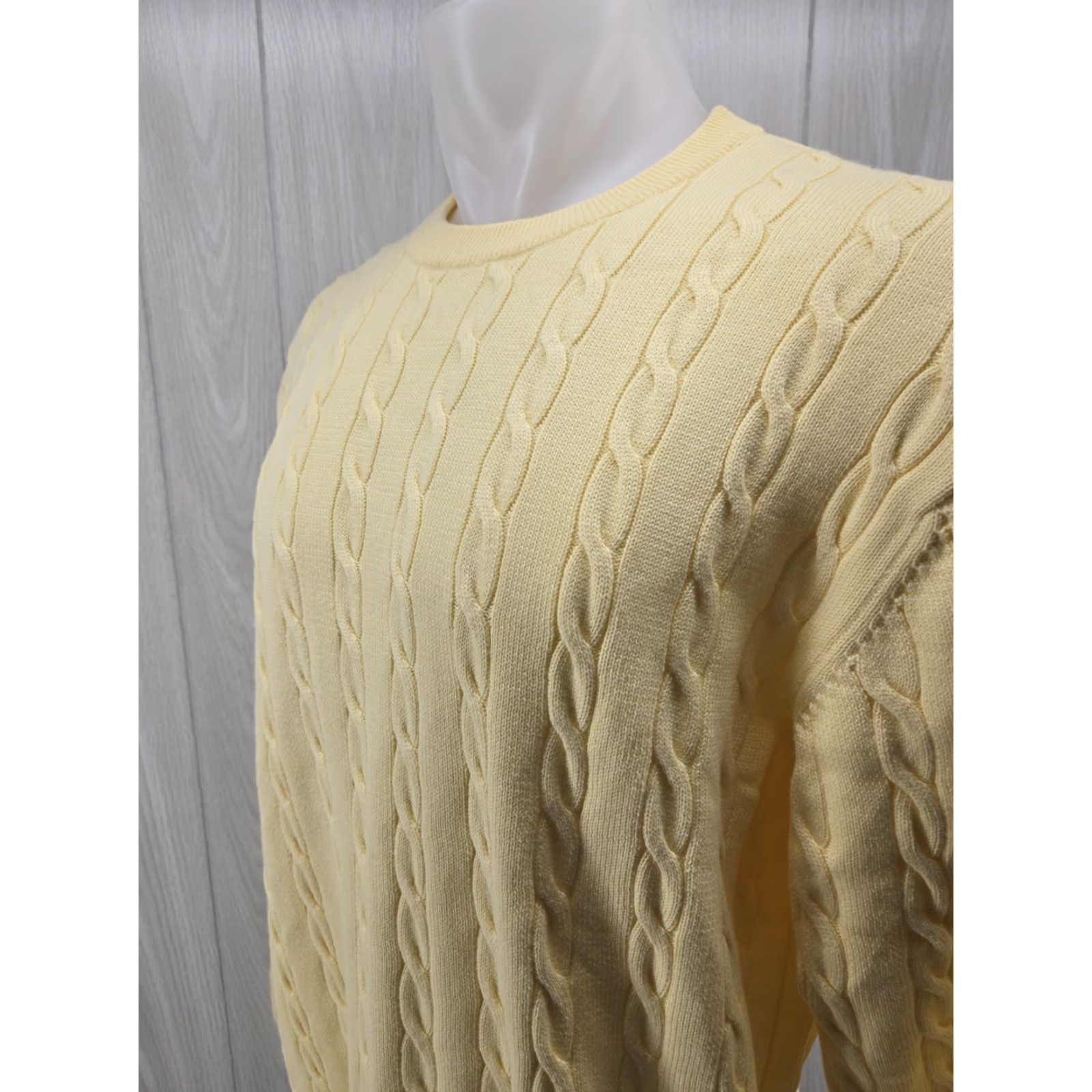 Vintage Duck Head Cable Knit Sweater Yellow Men’s XL Long Sleeve Crew Neck Pullover Size US XL / EU 56 / 4 - 5 Thumbnail
