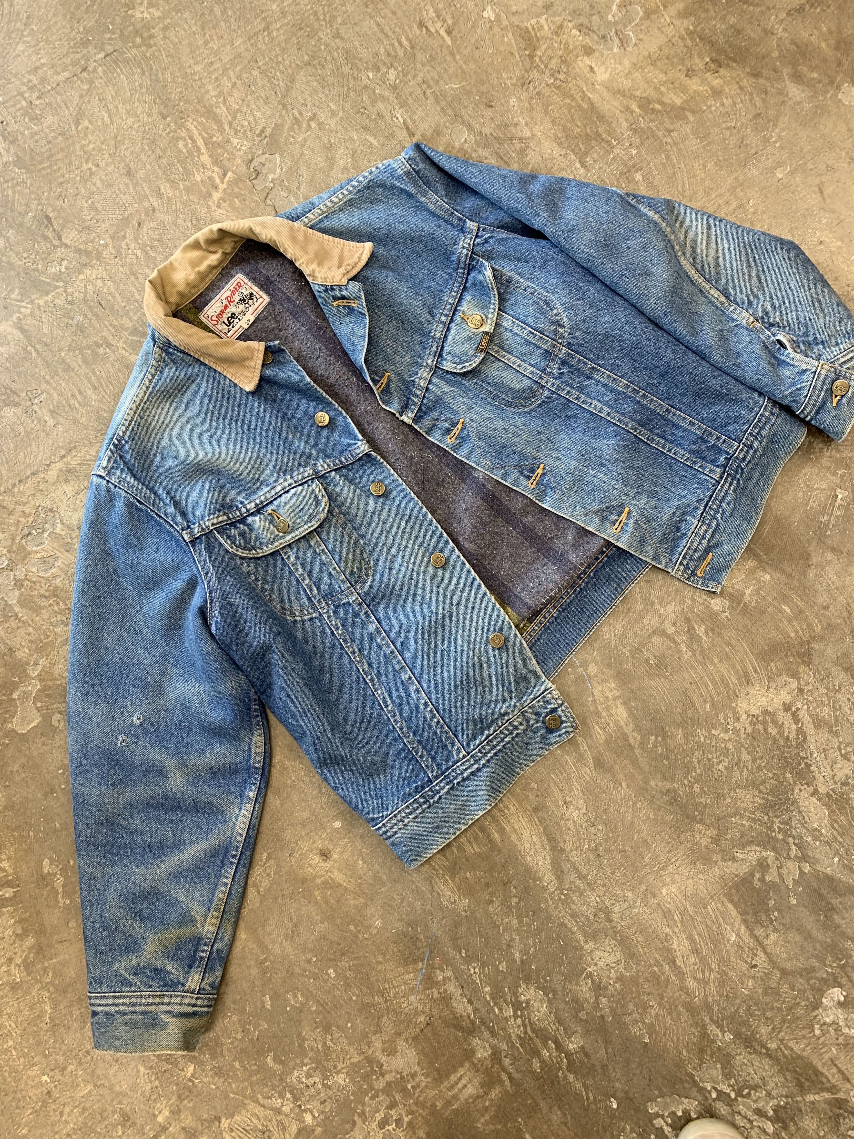 image of Lee Blanket Lined 80’S Storm Rider Denim Coat in Blue, Men's (Size Large)