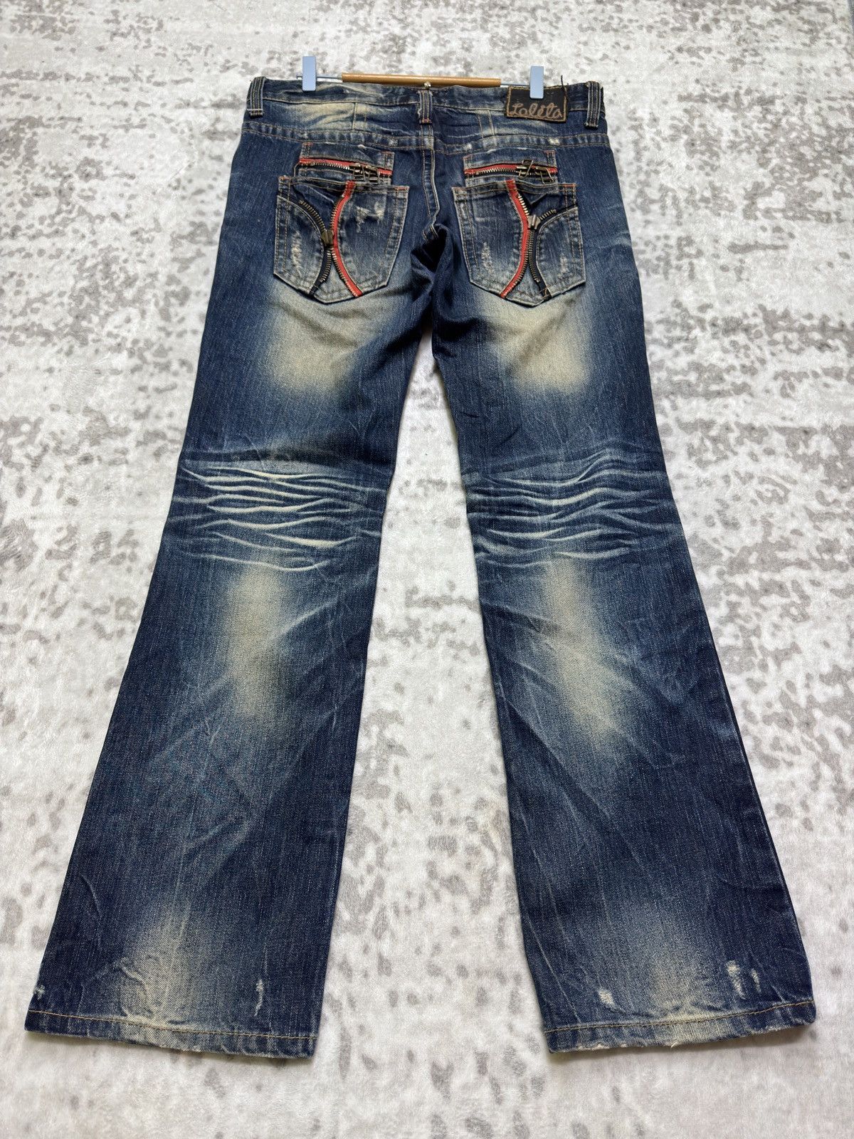 Hysteric Glamour Vintage Lolita Mud Wash Distressed Clawmark Zipper Pocket Size US 35 - 2 Thumbnail
