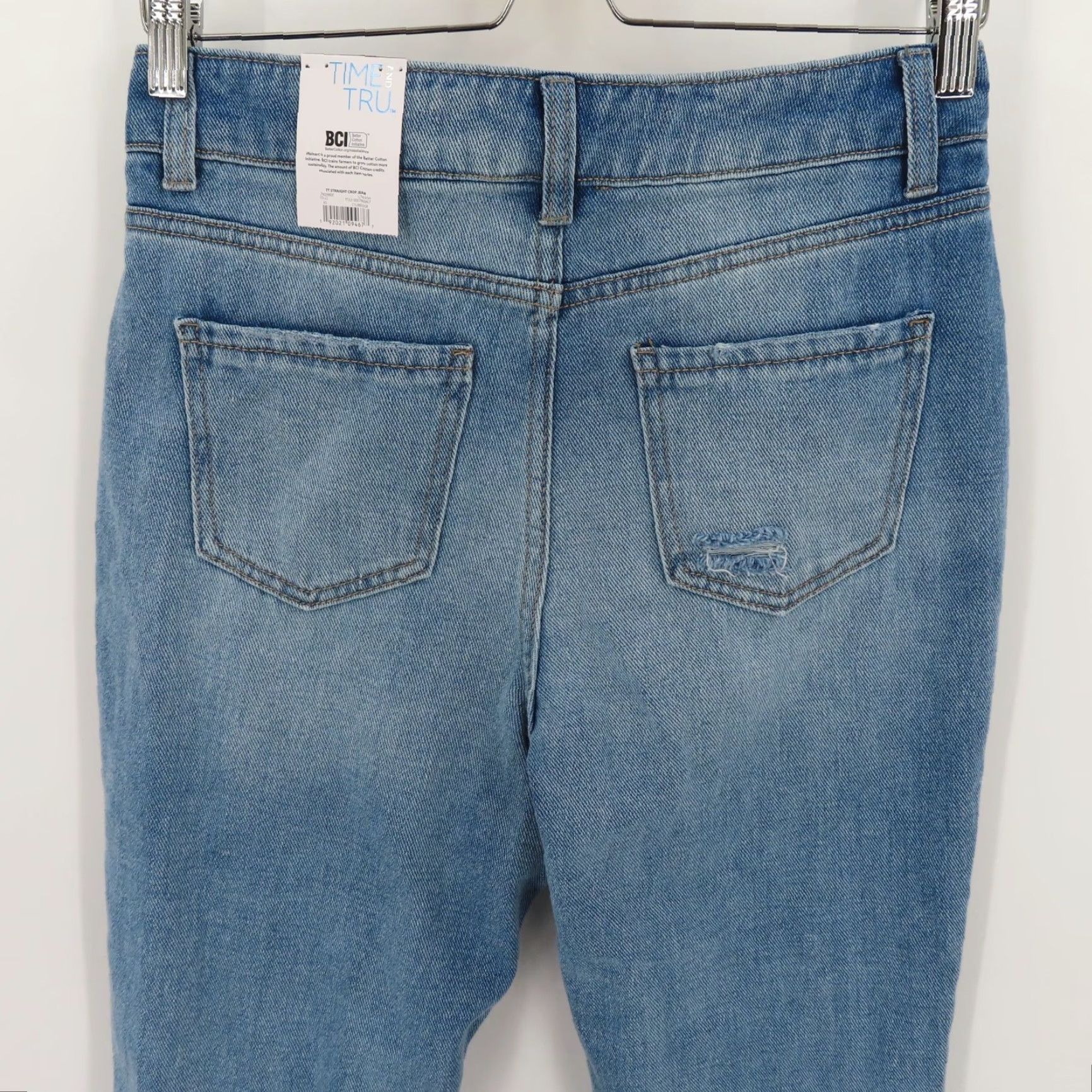 Vintage Time and Tru Jeans Women 6 High Rise Distressed Raw Hem Whiskered Blue Denim NEW Size 28" / US 6 / IT 42 - 7 Thumbnail