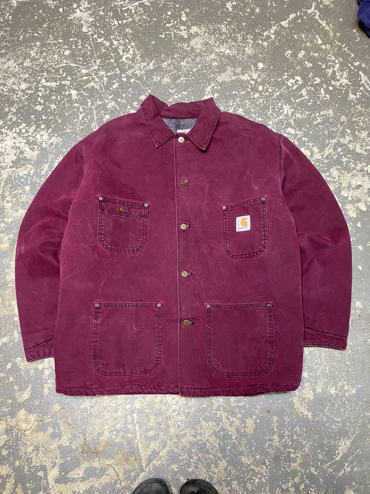 Carhartt × Vintage Vintage Carhartt Plum Purple Blanket Lined Chore Jacket 90s Size US XL / EU 56 / 4 - 10 Thumbnail