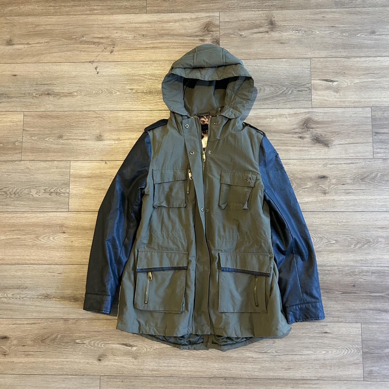Steve Madden Steve Madden military green jacket w/ faux leather sleeves Size L / US 10 / IT 46 - 1 Thumbnail