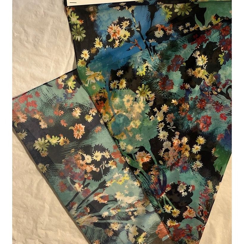 Other One of a Kind Silk Scarf Manufacture Sample - Flowers- Italy Size ONE SIZE - 4 Thumbnail