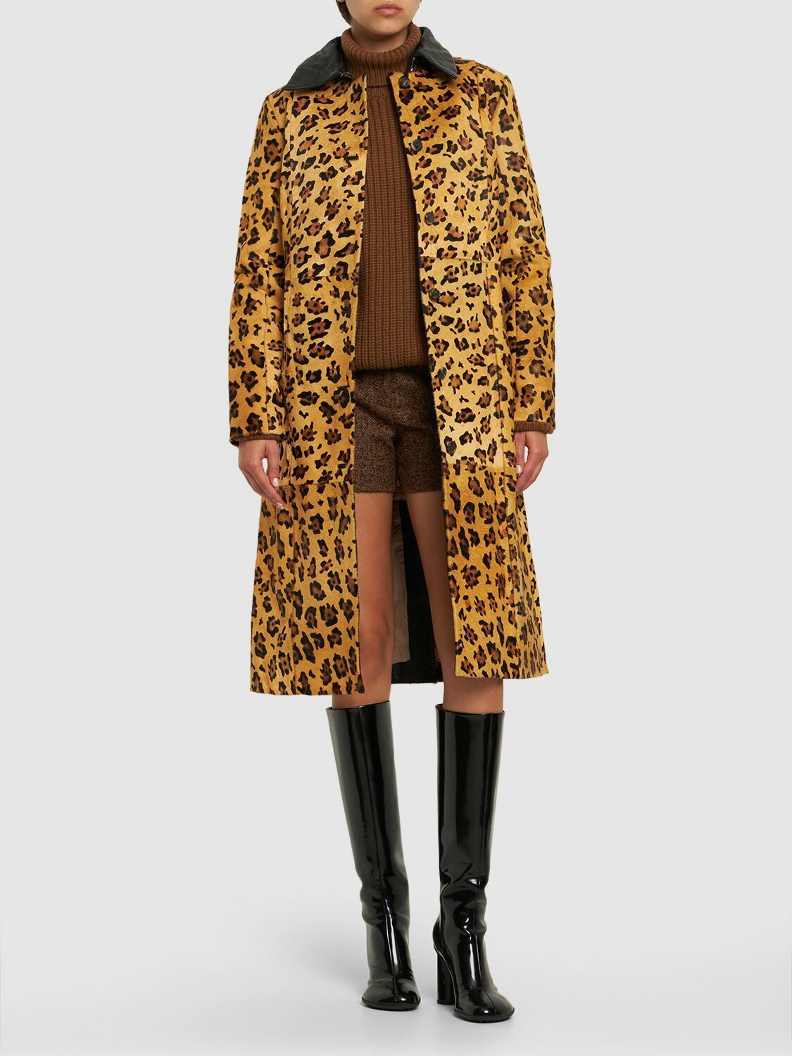 Saks Potts o1s22i1n0924 Leopard Motif Ponyskin Coat in Beige/Black Size M / US 6-8 / IT 42-44 - 3 Thumbnail
