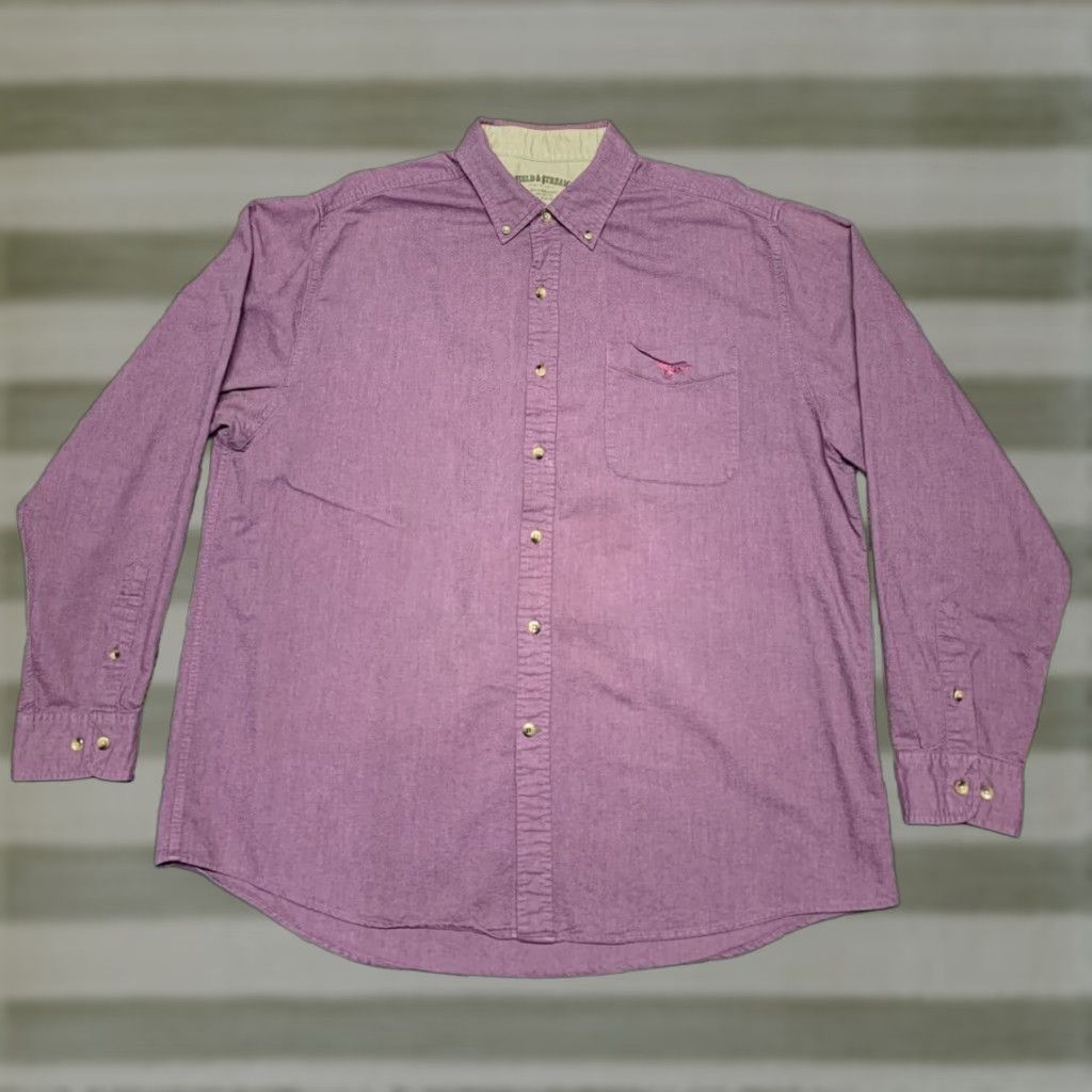 Vintage Field & Stream Mens Long Sleeve Button-Down Shirt XL Mauve Light Purple Heavy Casual Workwear Purple Cotton Solid Shirt Mens XL Size US XL / EU 56 / 4 - 1 Thumbnail