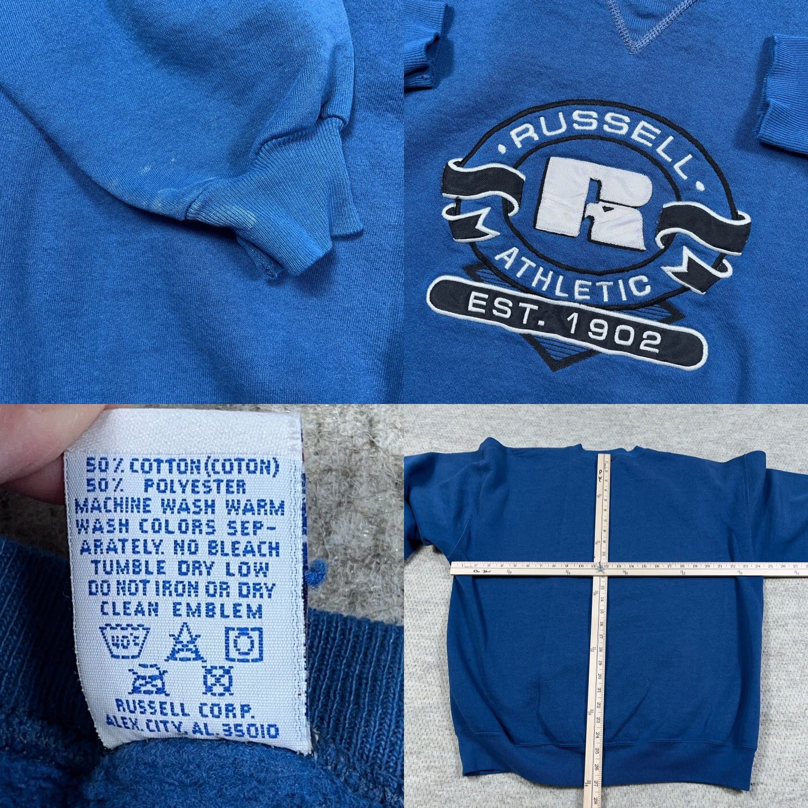 Russell Athletic Vintage Russell Sweatshirt Men 2XL Blue Crewneck USA 90s Spellout Embroidered Sweatshirt Size US XXL / EU 58 / 5 - 8 Thumbnail