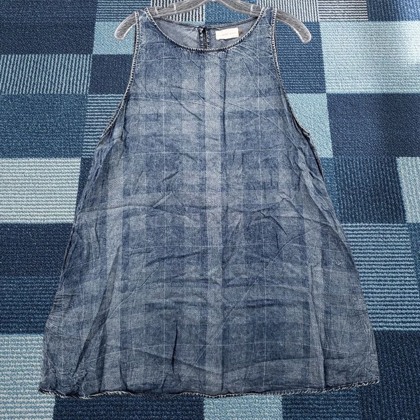 Vintage Mustard Seed Plaid Sleeveless Mini Dress Womens Large Blue Plaid Casual Pockets Size L / US 10 / IT 46 - 1 Thumbnail